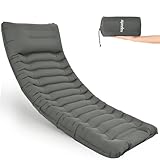 ropoda Upgraded Extra Thickness 6'' Inflatable Sleeping Pad with Pillow, Built-in Foot Pump, 77''*27'' Camping Pad with Carry Bag, Ultralight & Compact Camping Mat Pad for Hiking, Grey