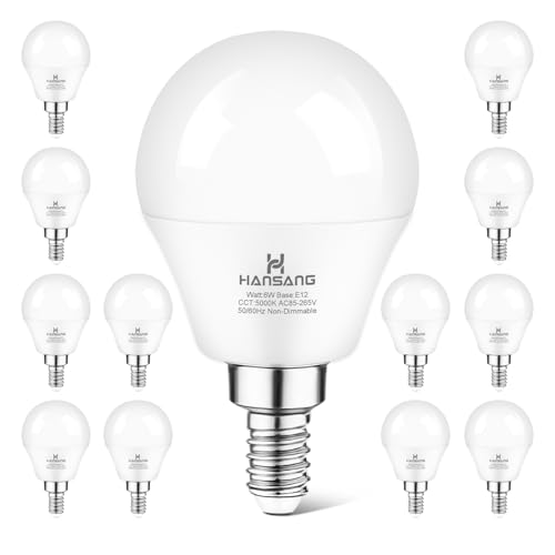 12 Pack E12 LED Ceiling Fan Light Bulbs 6W, 60W Equivalent 5000K Daylight