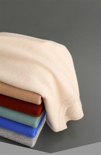 Wool Sweater Men's Round Neck Pullover Tops Thin Solid Color Sweaters3