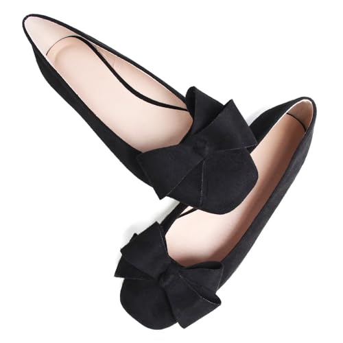 Hee grand Bow-Knot Ballet Flats Womens Square Toe Flat Shoes Suede Dress Shoes Comfort Slip-On Loafers Casual Women's Flats4