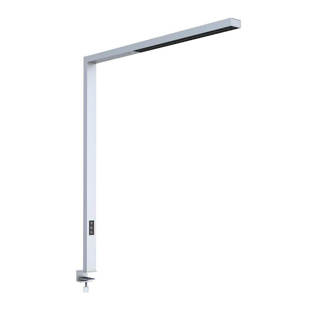 NCC-Licht LED Schreibtischlampe Anbauleuchte Linus Silber 80W Up & Down 9600 Lumen, neutralweißes & blendfreies Licht, stufenlos dimmbar, mit Bewegungsmelder & Tageslichtsensor