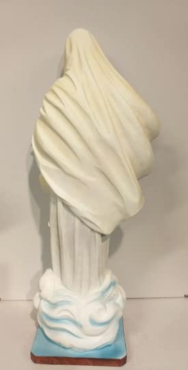 Generico ArteSacraCaravaggio Statua Madonna di Medjugorje, in marmo resina cm 60 (23,62 inches), per interni ed esterni, decorata a mano, produzione artigianale italiana