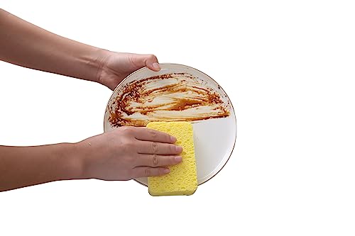 Image of 5-Packs Cleaning Scrub Sponge Compressed Wood Cellulose Sponge dishwashing Brush Kitchen Cleaning Sponge for pots and Pans Household Cleaning Tool scouring sponges