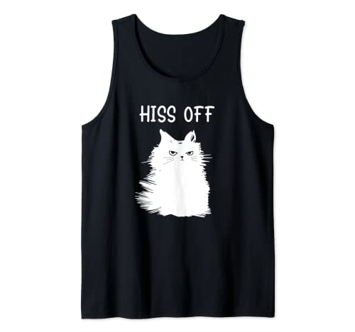 Cat themed gifts for women Men - Funny Meow Cat Hiss Off Tank Top