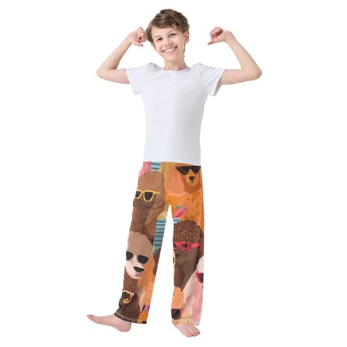 ZZXXB Poodles with Glasses Boys Long Pants Soft Trousers Elastic Waist Kids Lounge Bottoms with Pockets S-XL3