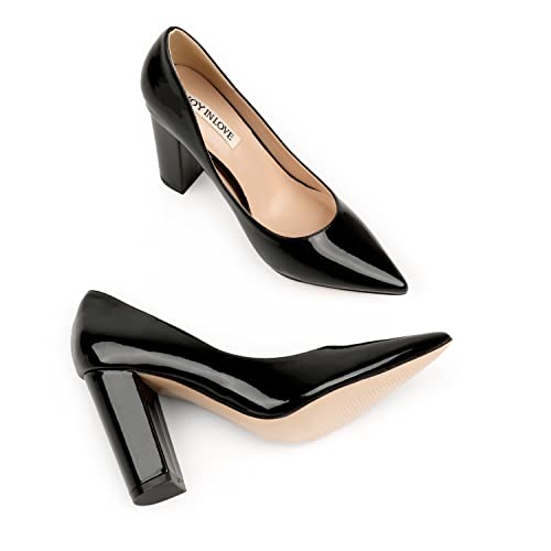 Image of JOY IN LOVE Chunky Heels for Women Pointed Toe Pumps