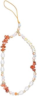 Hpory Beaded Phone Charm Wrist Strap, Mobile Phone Charms with Pearl Crushed Stone, Boho Beaded Phone Lanyard Wrist Strap Anti Lost Beaded Phone Charm Jewelry Gifts for Women Girl