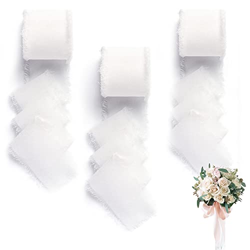 Cinta de Gasa 3 Rollos Cinta de Seda 4 cm x 6,3 m Cinta de Seda de Gasa Blancopara Manualidades de Bricolaje Ornamento del Festival Cover