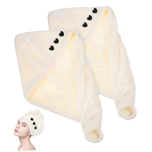 WRITWAA 2 Piezas Toallas Turbantes de Secado Rápido Gorro para Cabello Húmedo Alta Absorción de y Estabilidad con Diseño de Botón