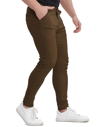 ALLELMS Mens Chinos Slim Fit Stretch Flat-Front Skinny Dress Pants