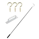 FACAIIO Ausziehbare Dachbodenleiter mit Edelstahlstangen für Dachboden, komplett mit Haken, Schrauben und Griff