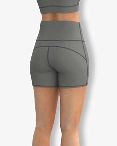 Image of Sfytt Women's High Waist Biker Shorts for Gym, Workout, Yoga & Running, 4 Inch Compression Activewear Shorts, Stretch Polyester Spandex Fabric
