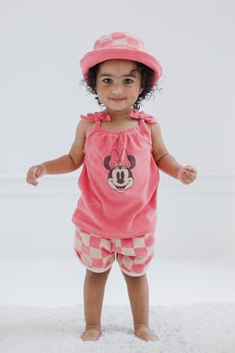 Disney Minnie Mouse Little Mermaid Girls Tank Top Dolphin Active Shorts and Hat 3 Piece Newborn to Infant2