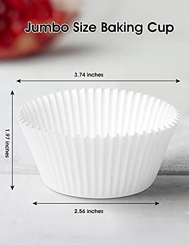 Jumbo White Cupcake Liners Greaseproof Paper 200-Count - Gifbera Odorless Muffin Baking Cups Cupcake Wrappers For Wedding Birthday Celebration Occasion #TOP2