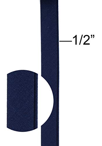 Bias Tape ~ 1/2" Wide Double-Fold Bias Tape ~ Navy ~ Poly Cotton (10 Yards/Pack)~ Made In Usa #TOP4