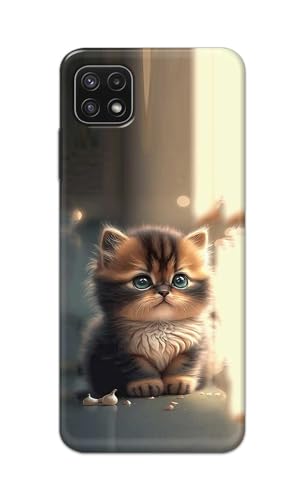 Image of PRINTFIDAA Printed Hard Back Cover Case for Samsung Galaxy A22 5G | A22s 5G | Samsung F42 5G Back Cover (Cute Cat) -112