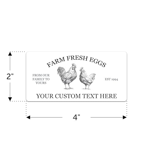 Personalized Egg Carton Stickers - Custom Farm Fresh Egg Carton Labels - Made in USA (20-2500 Labels)