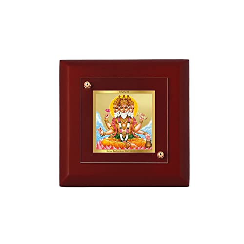 Cadre photo Lord Brahma or pour décoration de table et espace pooja de maison