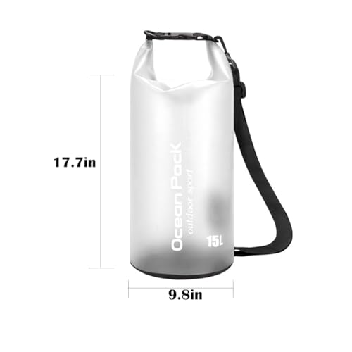 Dry Bag Waterproof, Bolsa seca impermeable ligera de 15L para almacenamiento, viaje, natación, navegación, kayak, camping y playa - Blanco miniatura 2