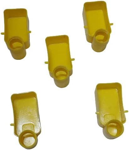 Birds Cage Automatic Feeder Cups for Any Size of Water Bottles with Free Holder Rings Yellow (Pack of 5) Feeder for Budgies Cockatiel Finches African Love Birds