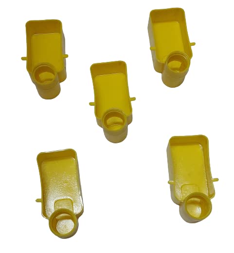 Birds Cage Automatic Feeder Cups for Any Size of Water Bottles with Free Holder Rings Yellow (Pack of 3) Feeder for Budgies Cockatiel Finches African Love Birds