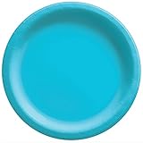 Caribbean Blue Round Paper Plates - 10