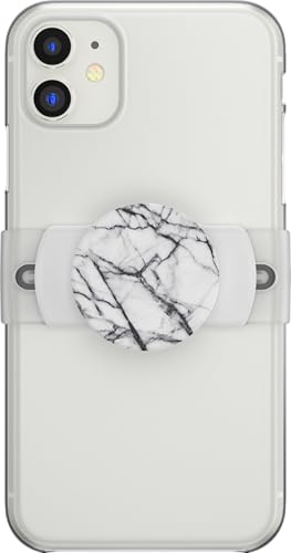 PopSockets: PopGrip Slide Stretch Non-Adhesive Phone Grip & Stand With a Swappable Top for Phones with Rounded Case Only - Dove White Marble