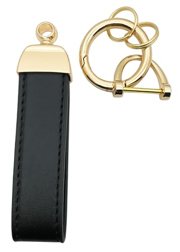 Image of Leather Wristlet Keychain Car Key Chain Holder with Anti-Lost D Ring, Key Fob Wristband for Women