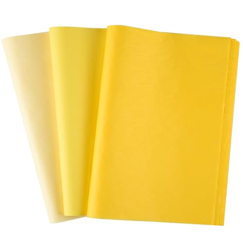 CHRORINE Lot de 50 feuilles de papier de soie jaune d'automne multicolore pour cadeaux artistiques pour Thanksgiving, baby shower, mariage, anniversaire, bricolage et...