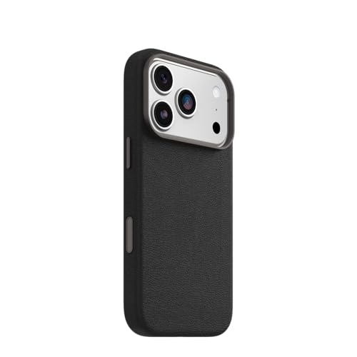 Image of OtterBox iPhone 17 Pro Symmetry Series Cactus Leather Case - Noir Ash - Black - Slim, Premium Protective iPhone Case