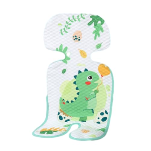 Odot Colchoneta Silla Paseo Universal, Funda Silla Paseo para Verano Transpirable Colchoneta Carro Bebe Suave Funda Carro Bebe Cómodo para Reduce Sudoración Bebe (Cinco Puntos/Dragón Verde,33x66cm)