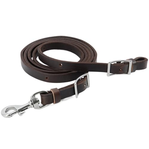 Zügel Pferd Geöltes schweres Pferdegeschirr Roper Zügel aus Geschirrleder rostfreiem Stahl(Dark brown)