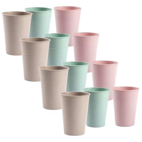 Sanixa Meberg PF117591A_x12 - Vasos de plástico reutilizables (12 unidades, 8,5 cm de diámetro, 0,36 L, sin BPA, reutilizables, irrompibles)
