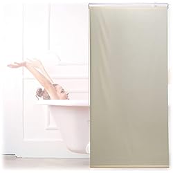 Persiana Enrollable Para Ducha Relaxdays Cortina Enrollable Ducha, Estor Traslúcido, Repelente Agua, Fijación en Techo o Pared, 80x240 cm, Beige