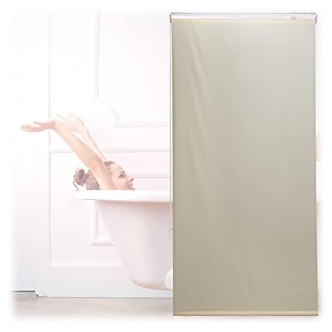 Relaxdays Duschrollo, 80x240 cm, Seilzugrollo für Dusche & Badewanne Cover