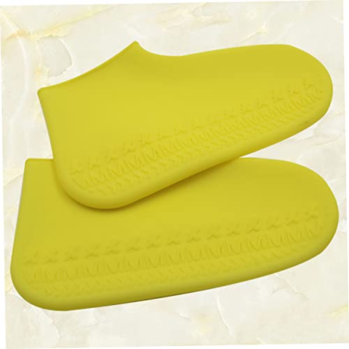 Cubiertas para zapatos impermeables KOMBIUDA, 1 par, color amarillo, talla L, para lluvia y nieve, material silicona, antideslizantes miniatura 2