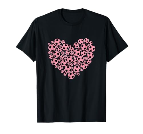 Heart Shape Soccer Lover Girl Football Cute Girls Womens Camiseta