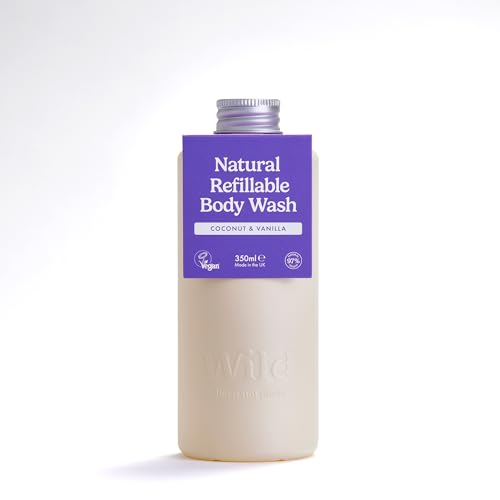 Wild - Jabón Líquido Recargable Natural 350ml - Pack de 3 Recambios de Gel de Ducha en Varias Esencias - Incluye las Esencias Coconut & Vanilla, Fresh Cotton y Amber & Oud