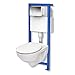 Produktbild Domino Lavita Vorwandelement inkl. Drückerplatte + Wand WC BASE PRO ohne Spülrand + WC-Sitz mit Soft-Close-Absenkautomatik (Drückerplatte MC)