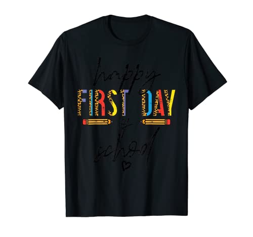 Léopard Happy First Day Of School Back To School Teacher T-Shirt