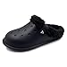 AMOJI Hommes Sabots Doublé Femmes Pantoufles d'hiver Imperméable Chaud Pantoufles en Peluche Antidérapant en Plein Air Pantoufles d'hiver D118 Noir Taille 40 EU