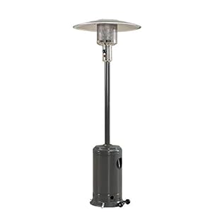 Sunjoy 47000 BTU Avanti Outdoor Portable Propane Heater for Patio and Garden with Safety Auto Shut Off Valve and Wheels Gray