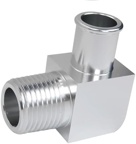Heater Hose Fitting, Aluminum Alloy Heater Hose Adapeter 90 Degree Connector 1/2 INCH NPT To 5/8 INCH Hose Barb,For All 1/2-Inch NPT Pumps Or Intake Manifolds