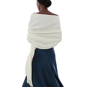 PIOYMEYA Echarpe Chale Ivoire Écharpe Châles Femme Hiver Chaud Grosse Echarpes Foulards Pashmina Etole Mariage