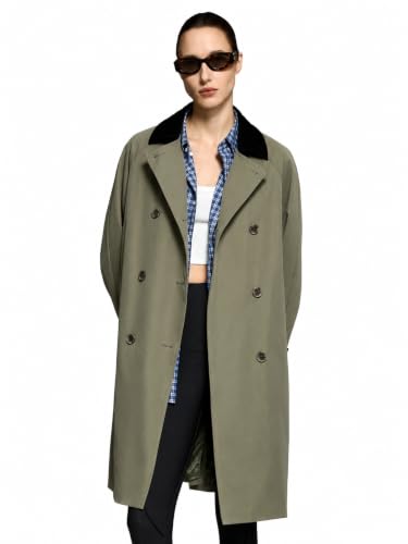 Olive Green Double Breasted Trench Coat