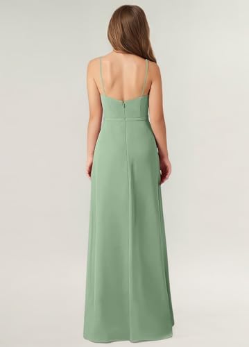 Junior Bridesmaid Dresses with Scarf Spaghetti Straps Flower Girl Dress for Wedding Prom Gown3