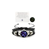 Zodiac Signs Spirit Bracelet Zodiac Bracelet for Women Men Adjustable 12 Constellation Bracelet Multilayer Black Leather Bracelets Zodiac Sign Wrap Bracelet for Women Men Birthday Jewelry (Sagittarius)