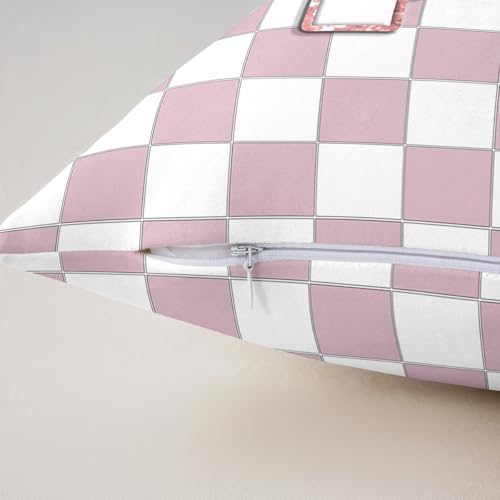 Image of Erosebridal Pink Initial R Throw Pillow Covers 24x24 Set of 2 Kawaii Plaid Checkered Cushion Cover Cute Personalized Monogram Throw Pillow Case for Bed Couch Sofa Fashion Grids Gingham Home Decor