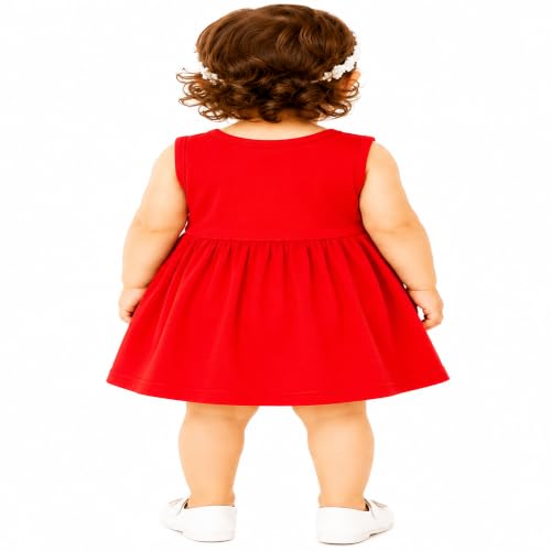 Image of Baby Girls Cotton Sleeveless Butterfly Print A-Line Frock Dress with Bow.