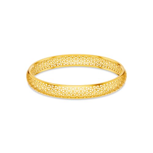 Image of KISNA 9KT Florissa Gold Bangle For Women | BIS Hallmarked Yellow Gold Bangle | Lightweight Daily Wear Gold Jewellery | Gift for Wife, Mother & Sister | S 2.6 Anna